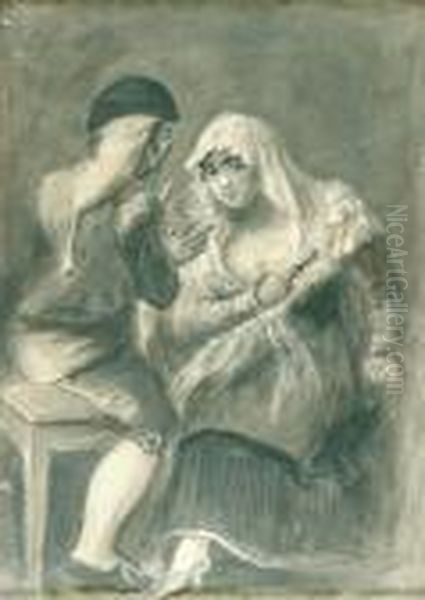 Confidencia Oil Painting by Eugenio Lucas Velasquez