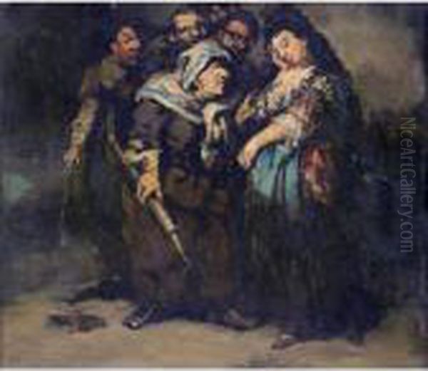 La Reprimenda (the Reprimand) Oil Painting by Eugenio Lucas Velasquez