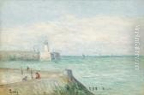 Le Treport, 
La Sortie Du Port Oil Painting by Maximilien Luce