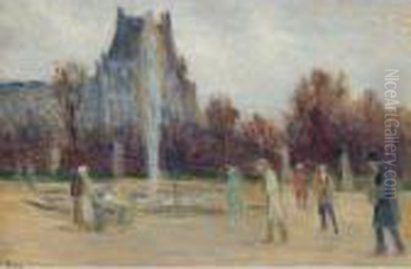 Le Jet D'eau Au Jardin Public, Tuileries Oil Painting by Maximilien Luce