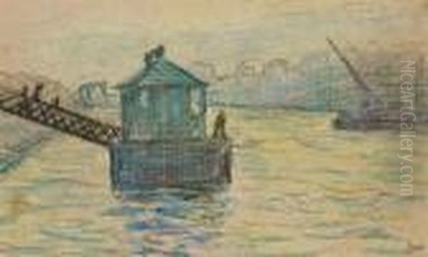 Le Bateau-lavoir Oil Painting by Maximilien Luce