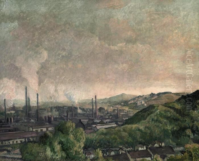 Les Usines A Charleroi Oil Painting by Maximilien Luce