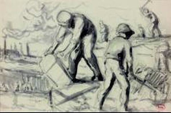 Les Tailleurs De Pierre Oil Painting by Maximilien Luce