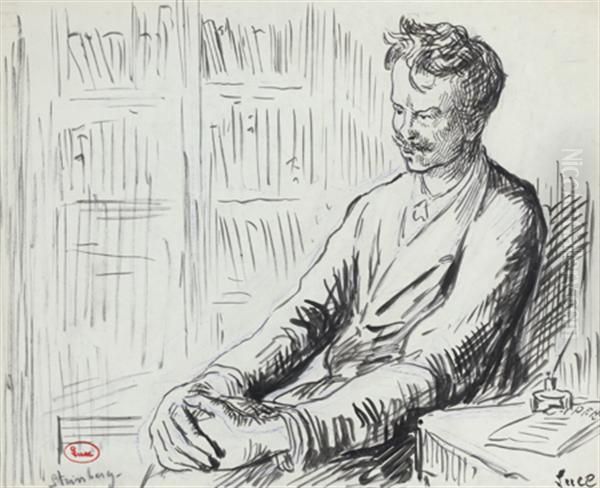 Portrait De Stringberg
Encre Noire Sur Crayon Bleu Oil Painting by Maximilien Luce