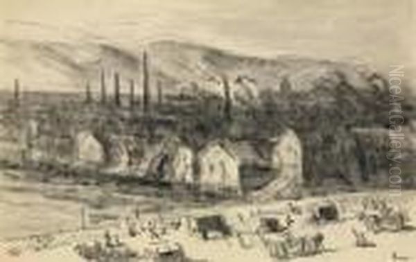 Carrioles Hippomobiles Sur Les Quais Oil Painting by Maximilien Luce