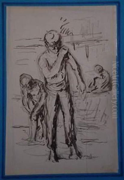 Baigneurs
 Dessin A L'encre De Chine Et Crayon Noir, Signe En Bas Vers La Droite. Oil Painting by Maximilien Luce