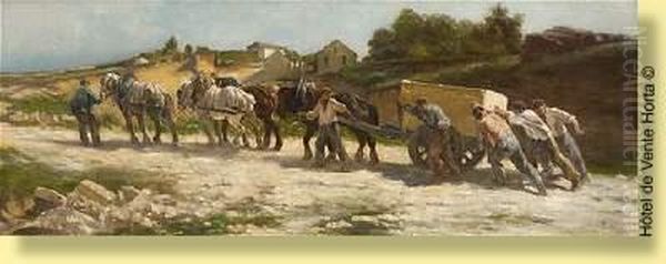 Les Carriers.
 Signee: Luce Oil Painting by Maximilien Luce