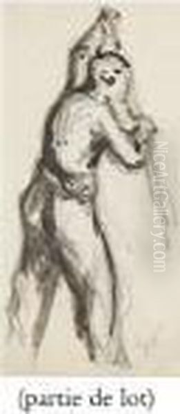 Six Croquis Reprasentant Des Hommes Travaillant Oil Painting by Maximilien Luce