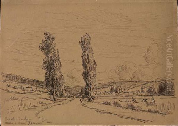 La Route De Lyon Arcy Sur Cure-yonne Oil Painting by Maximilien Luce