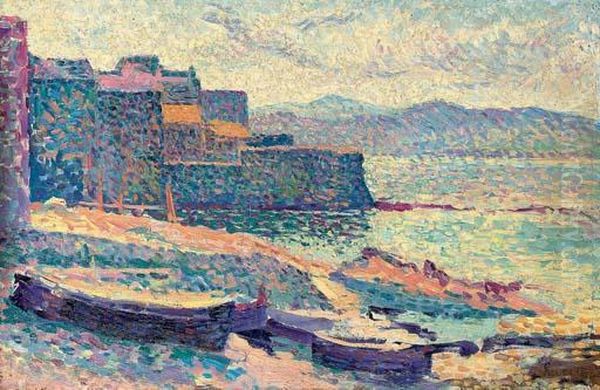Le Port Des Pecheurs A Saint-tropez Oil Painting by Maximilien Luce