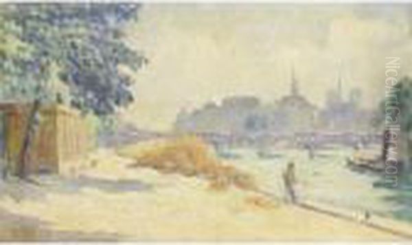 Pecheur Sur Les Quais Oil Painting by Maximilien Luce