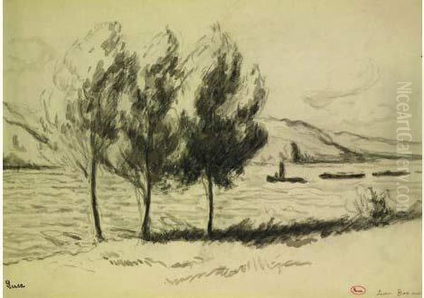 Train De Peniches Sur La Seine A Bonnieres Oil Painting by Maximilien Luce