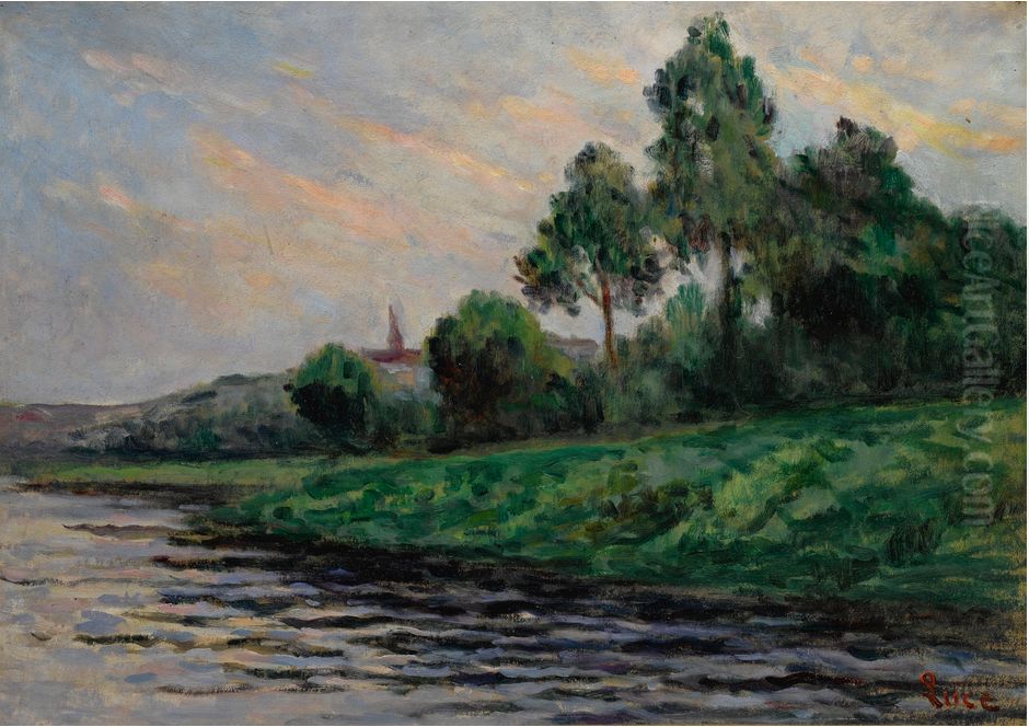 Paysage Aux Environs De Mantes Oil Painting by Maximilien Luce