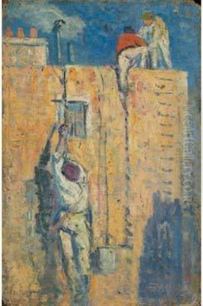 L'escalade De La Maison Oil Painting by Maximilien Luce