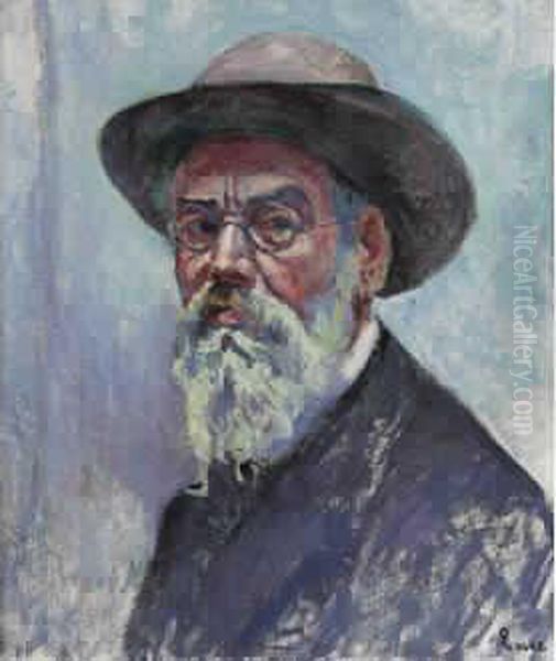 Autoportrait Au Chapeau (n.d.)
 55 X 46cm. Oil Painting by Maximilien Luce
