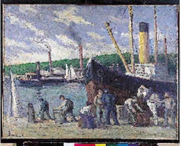 Le Retour Des Pecheurs Oil Painting by Maximilien Luce