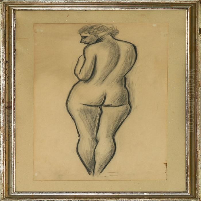 Standing Female Model Oil Painting by Vilhelm Lundstrom