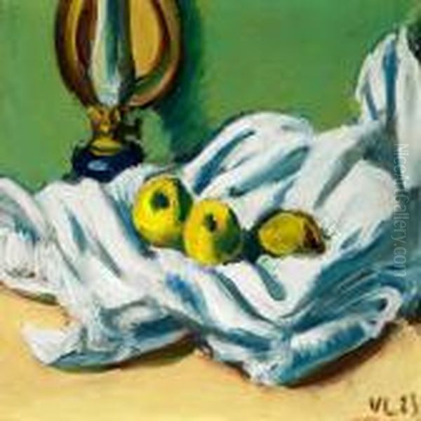 Opstilling Pa Et Hvidt Klaede Oil Painting by Vilhelm Lundstrom