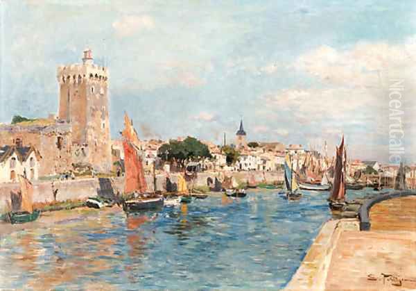The port of Sables d'Olonne Oil Painting by Edmond Marie Petitjean
