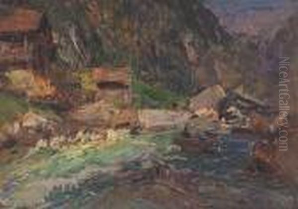 Torrente Alpino Oil Painting by Alessandro Lupo