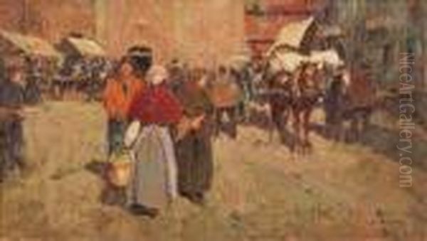 Il Mercato Di Chivasso Oil Painting by Alessandro Lupo