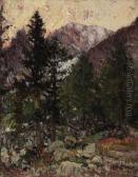 Tramonto Sul Monte Bianco Oil Painting by Alessandro Lupo