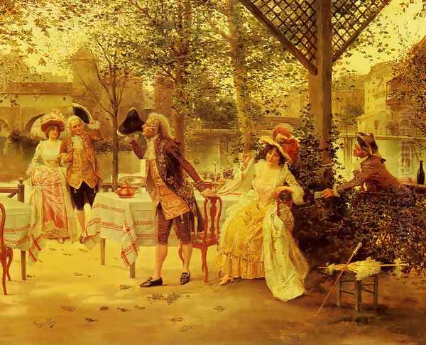 A Cafe By The River Oil Painting by Alonso Perez