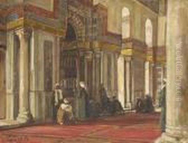 In Der Moschee Des Sultans Kalaun (cairo) Oil Painting by Georg Macco