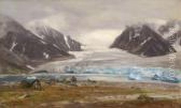 In Der Magdalenenbai Auf
 Spitzbergen. Oil Painting by Georg Macco
