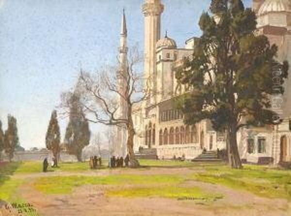 Vor Der Suleymaniye-moschee In
 Istanbul. Oil Painting by Georg Macco