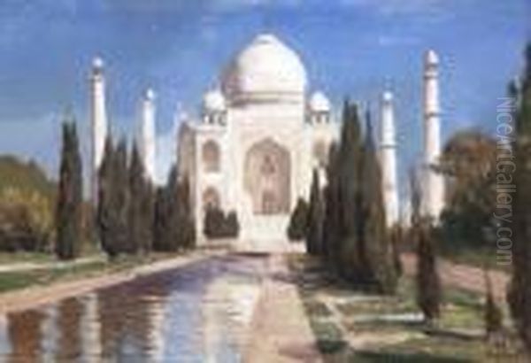 Blick Auf Das Tadj Mahal. Oil Painting by Georg Macco