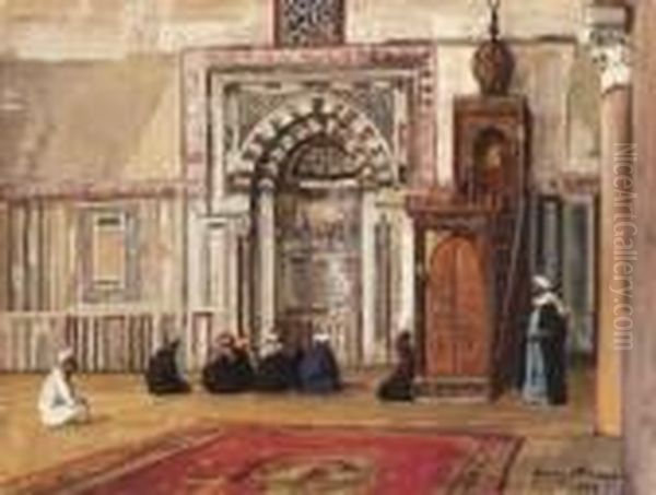 Glaubige Beim Gebet In Einer
 Kairoer Moschee. Oil Painting by Georg Macco