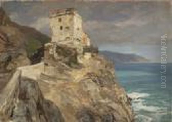 Felsenkuste Bei
 Monterosso Oil Painting by Georg Macco