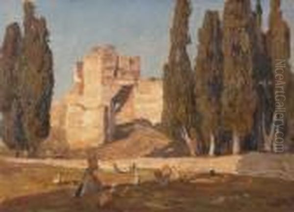 Partie In Konstantinopel
 (istanbul). Oil Painting by Georg Macco