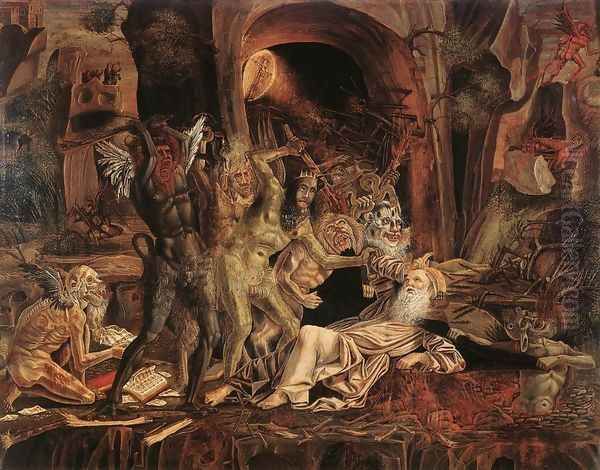 Temptations of St Anthony c. 1494 Oil Painting by Bernardino Parenzano