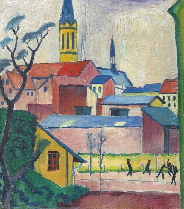 Marienkirche Oil Painting by August Macke