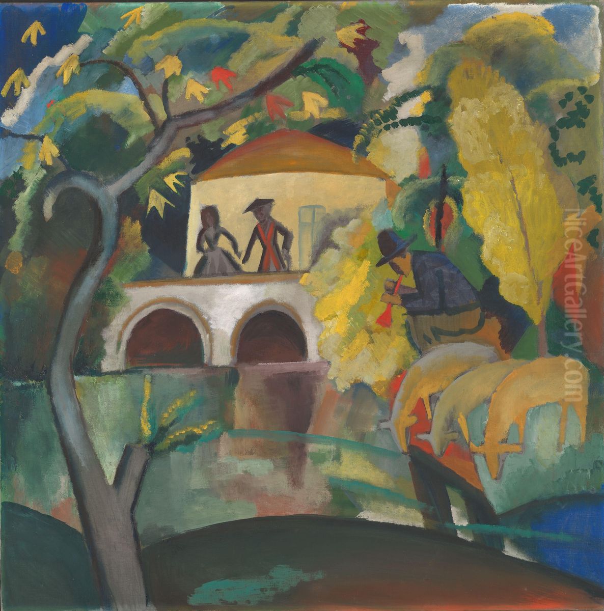 Rokoko Oil Painting by August Macke