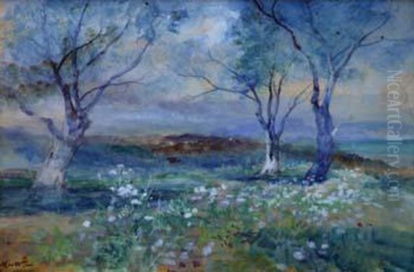 Thistles & Olives, 
Riviera Oil Painting by John MacWhirter