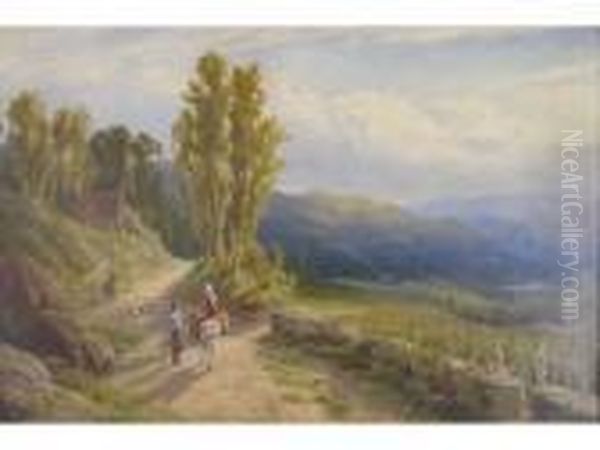 Extensivelandscape Across A Valley Oil Painting by John MacWhirter