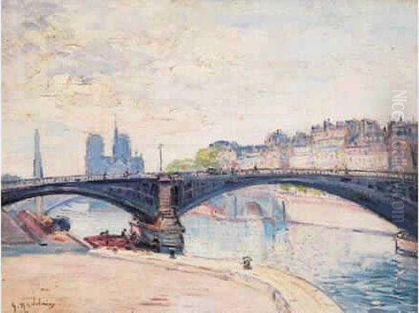 Le Pont Sully Et Notre-dame Oil Painting by Gustave Madelain