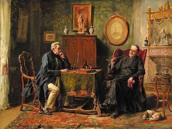 An interesting game Oil Painting by Gerard Portielje