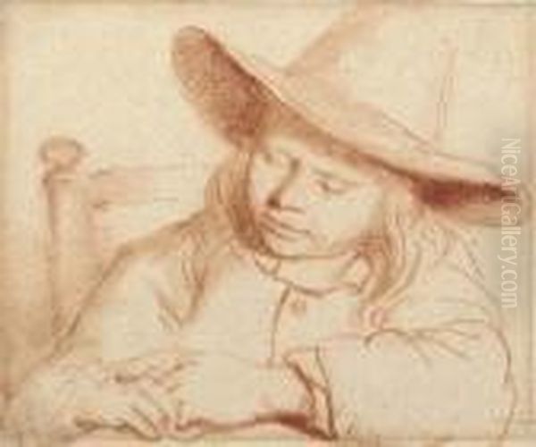 Portrait Of A Boy Seated At A 
Table Sleeping (recto); A Seated Man In Profile To The Left (verso) Oil Painting by Nicolaes Maes