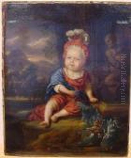 Child In Landscape Oil Painting by Nicolaes Maes