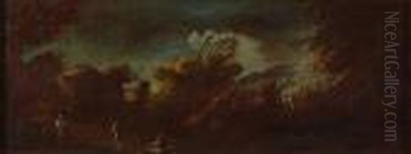 Paesaggio Con Ponte E Figure Oil Painting by Alessandro Magnasco