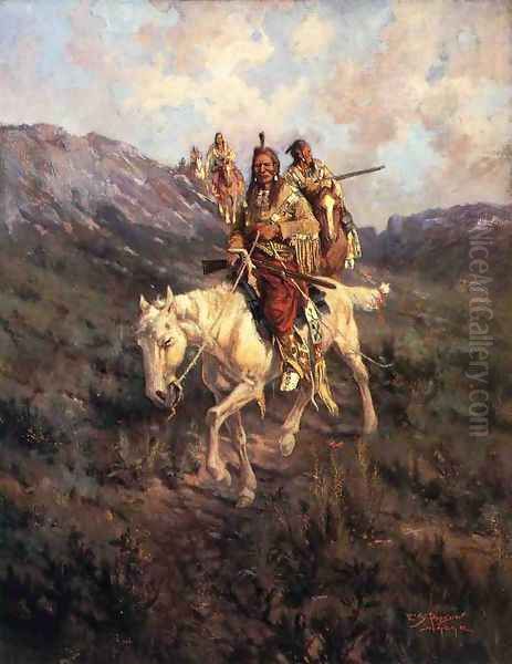 Visit to Another Tribe Oil Painting by Edgar Samuel Paxson