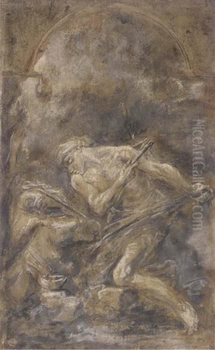 A Flagellant Hermit Oil Painting by Alessandro Magnasco