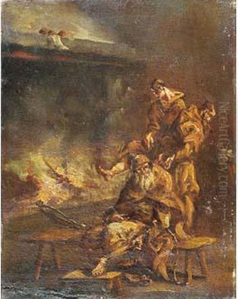 Moines Pres De La Cheminee Oil Painting by Alessandro Magnasco