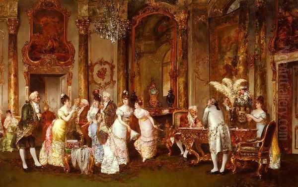 The Jewellery Viewing Oil Painting by Clement Pujol de Gustavino