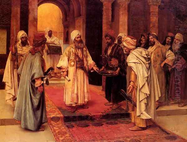 Le Visiteur Honore (The Honored Guest) Oil Painting by Clement Pujol de Gustavino