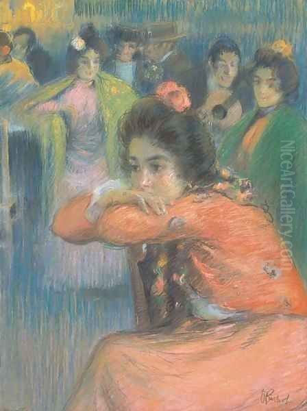 Scene de cabaret Oil Painting by Ramon Pichot Giron&egrave;s